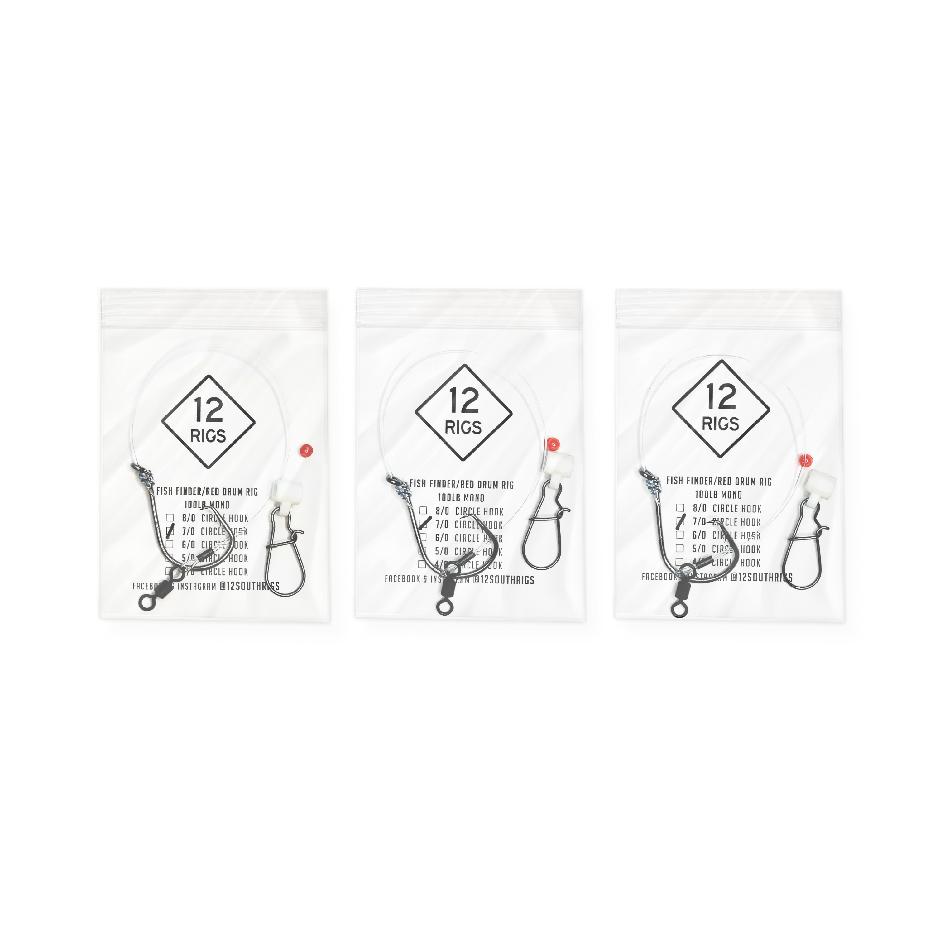 Rig File:red 3 Pack 'Fish Finder' Red Drum Surf Fishing Rigs 100# Mono – 12SouthRigs
