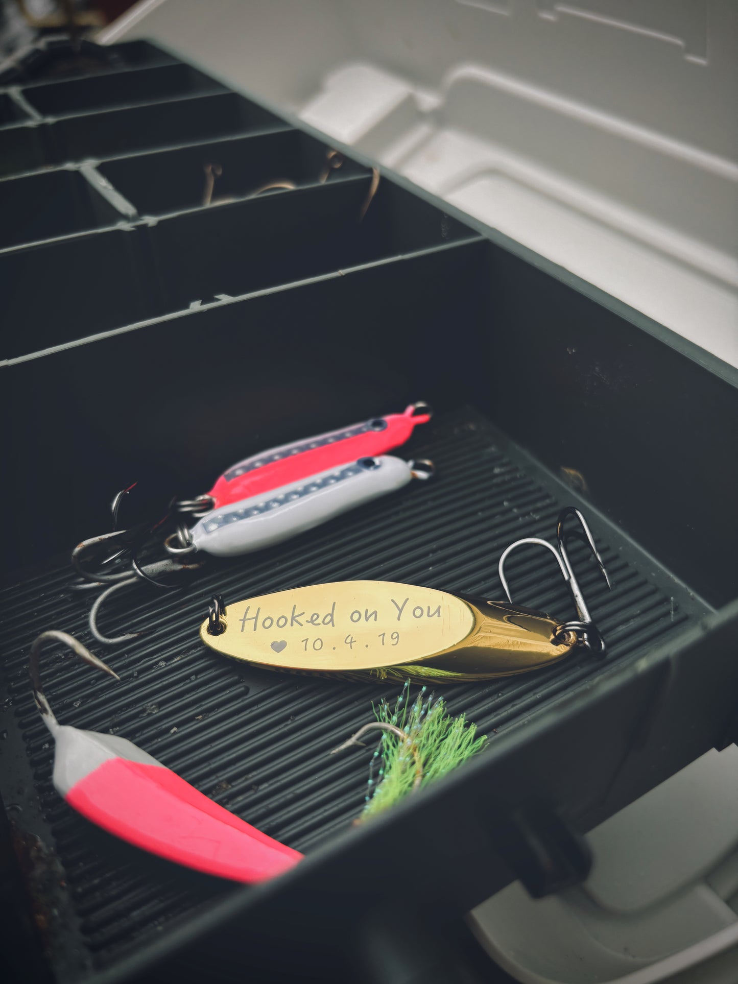 'Hooked on You' Personalized Fishing Lure Gift - Customize with a date special to you