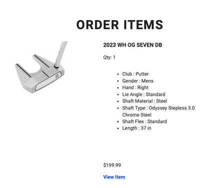 Odyssey White Hot OG 7 (SEVEN) 37" WINN Excel Pistol - please see description