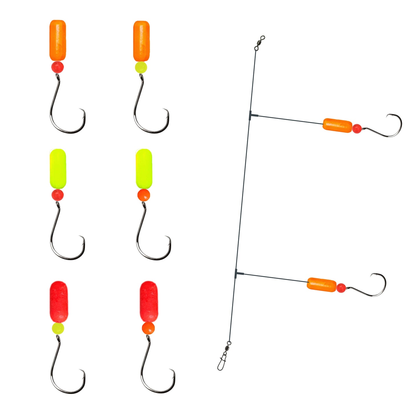 6 Pack 'Sand Flea' Pompano Surf Fishing Rigs - 25LB Mono