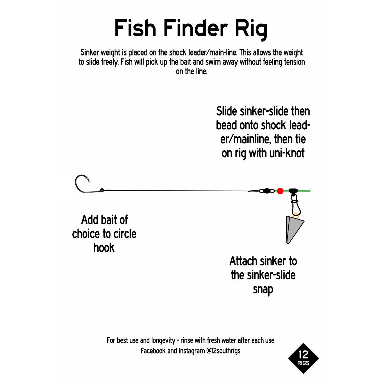 3 Pack 'Fish Finder' Red Drum Surf Fishing Rigs 100# Mono