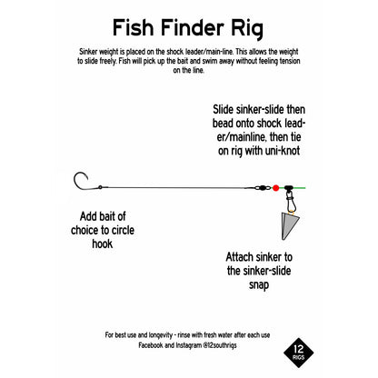 3 Pack 'Fish Finder' Red Drum Surf Fishing Rigs 100# Mono – 12SouthRigs