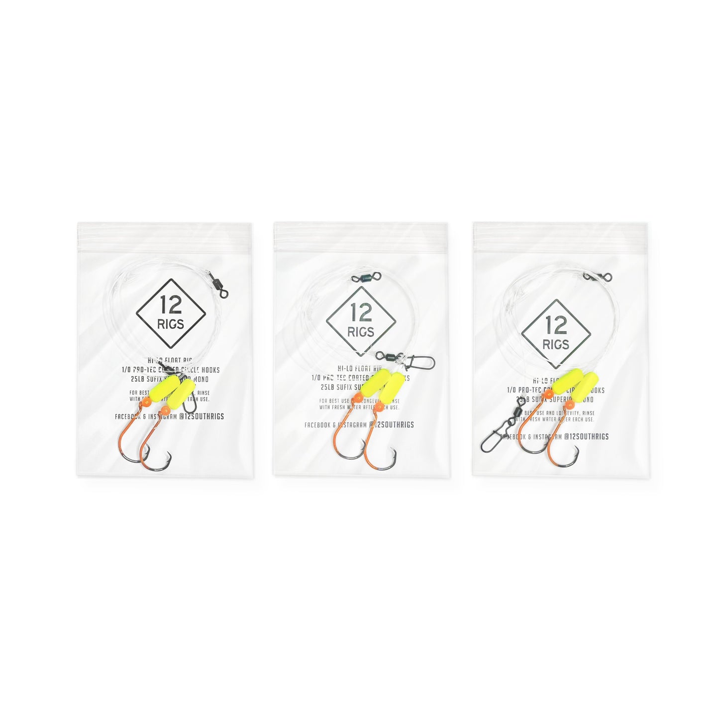 3 Pack Pompano Rigs Pro-Tec Coated Circle Hooks Tied with T-Knot