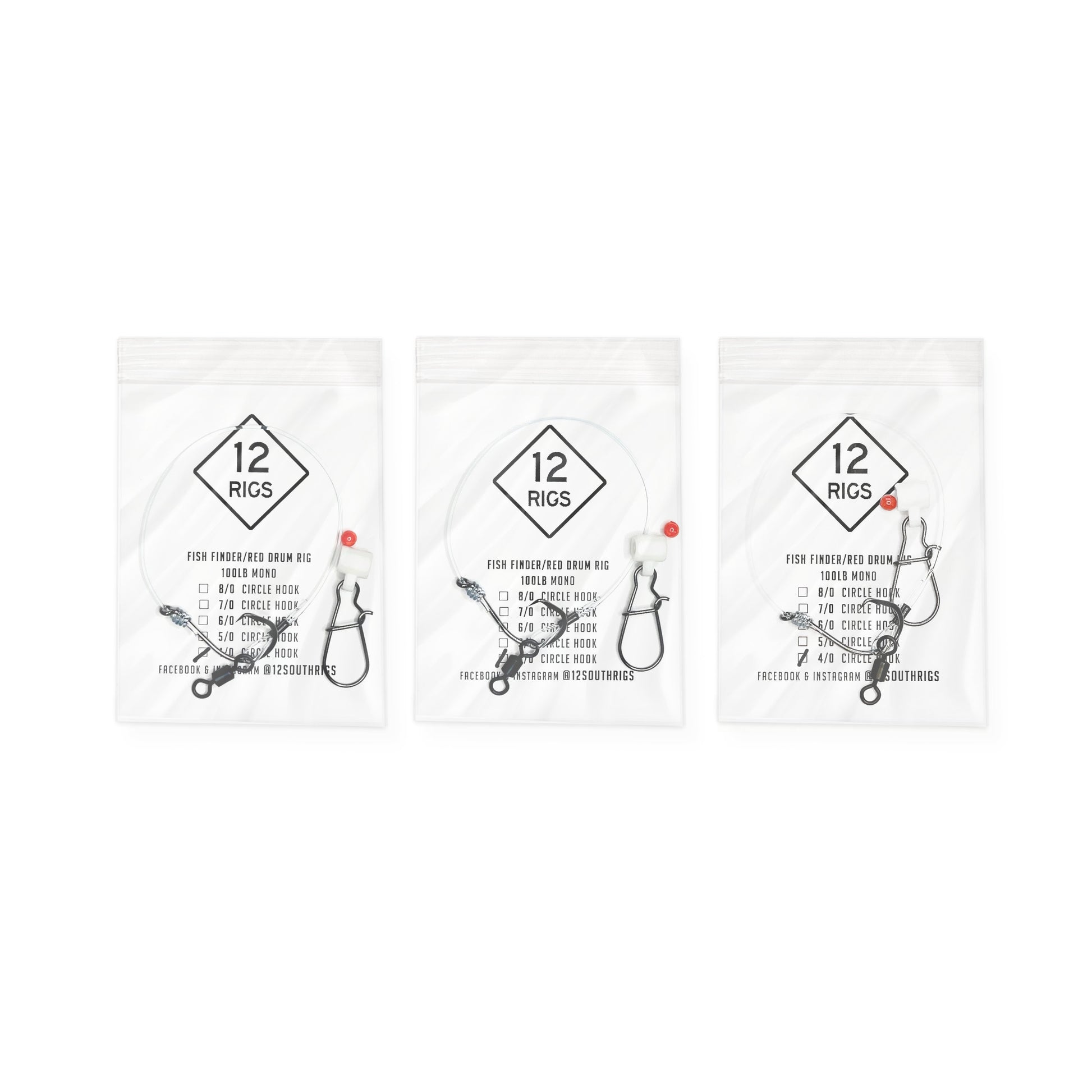 drummer fishing hooks 3 Pack 'Fish Finder' Red Drum Surf Fishing Rigs 100# Mono – 12SouthRigs